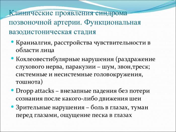 Синдром раздражения позвоночной артерии по мкб